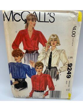 McCall's Misses Shirt Blouse Sewing Pattern Size 12 9249 Uncut 1980s